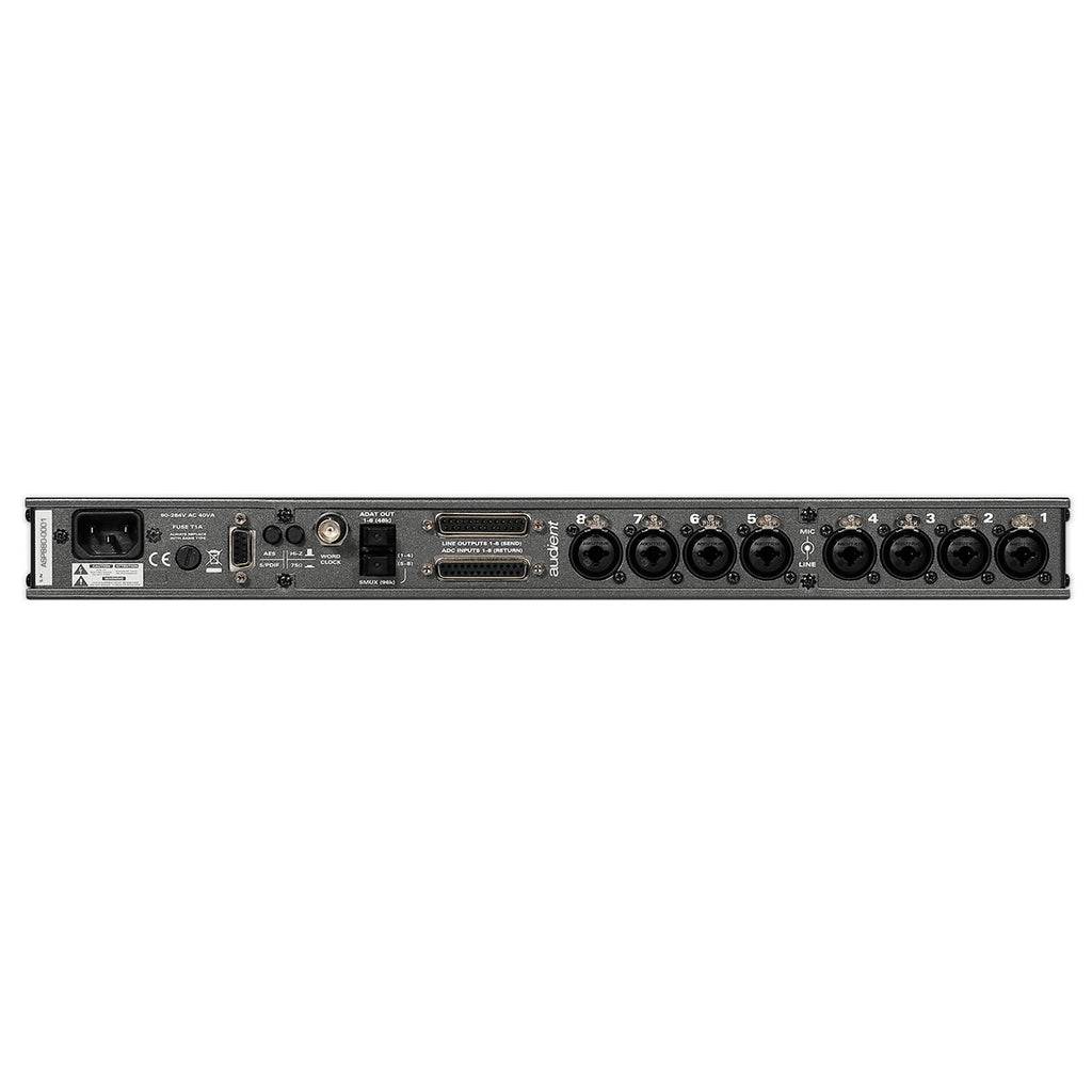 Audient ASP880 microphone preamp unit with multiple input channels and professional audio interface features.