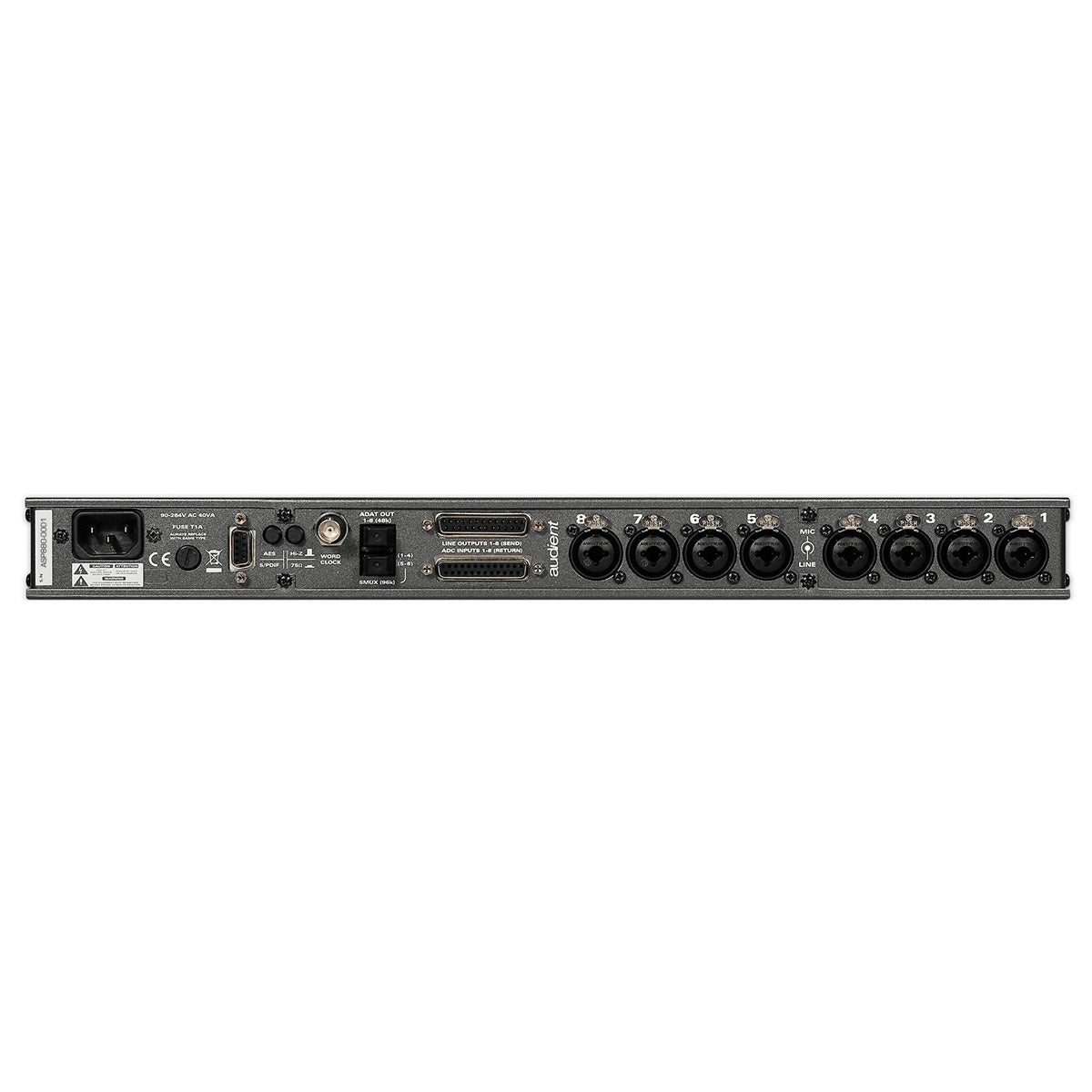 Audient ASP880 microphone preamp unit with multiple input channels and professional audio interface features.