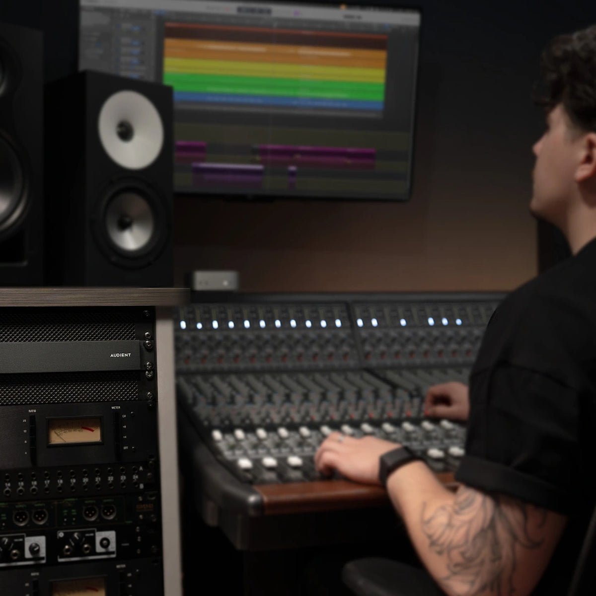 Audient Horizon 16 racked in a studio control room