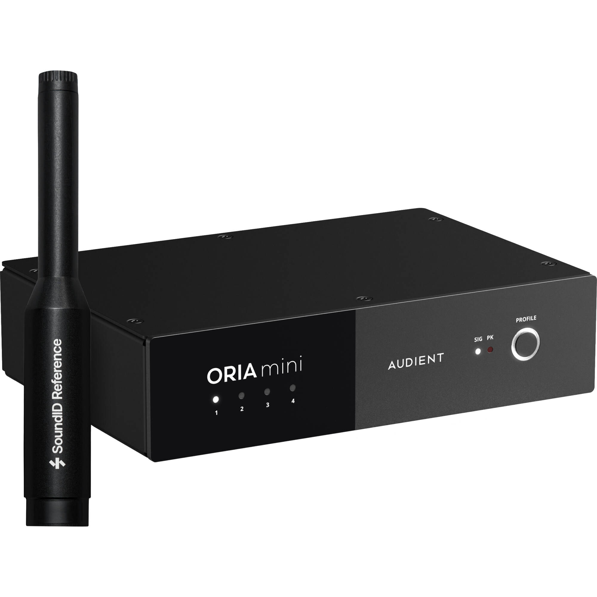 Audient ORIA Mini room calibration system, front view.