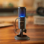 Audio-Technica AT2020USB-X USB condenser microphone, top view, in use