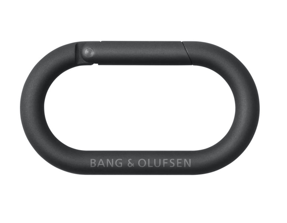 Bang & Olufsen Beosound Explore portable Bluetooth speaker, with carabiner mount, front view