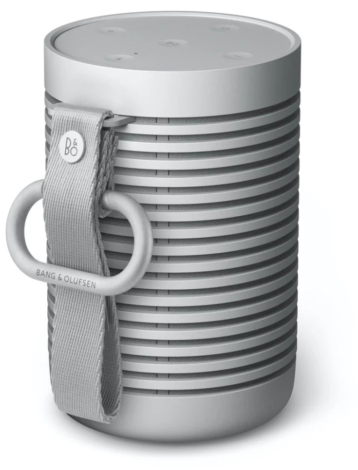 Bang & Olufsen Beosound Explore portable Bluetooth speaker, with carabiner mount, rear panel and connections