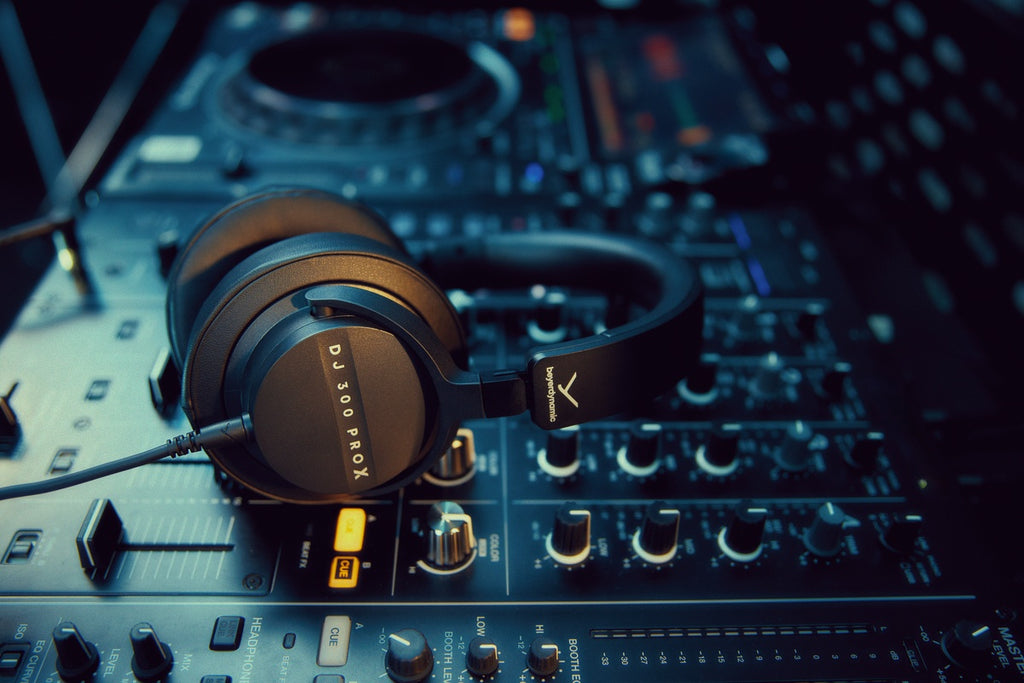 Beyerdynamic DJ 300 Pro X DJ headphones with over-ear design, black color, and adjustable headband for professional audio mixing.