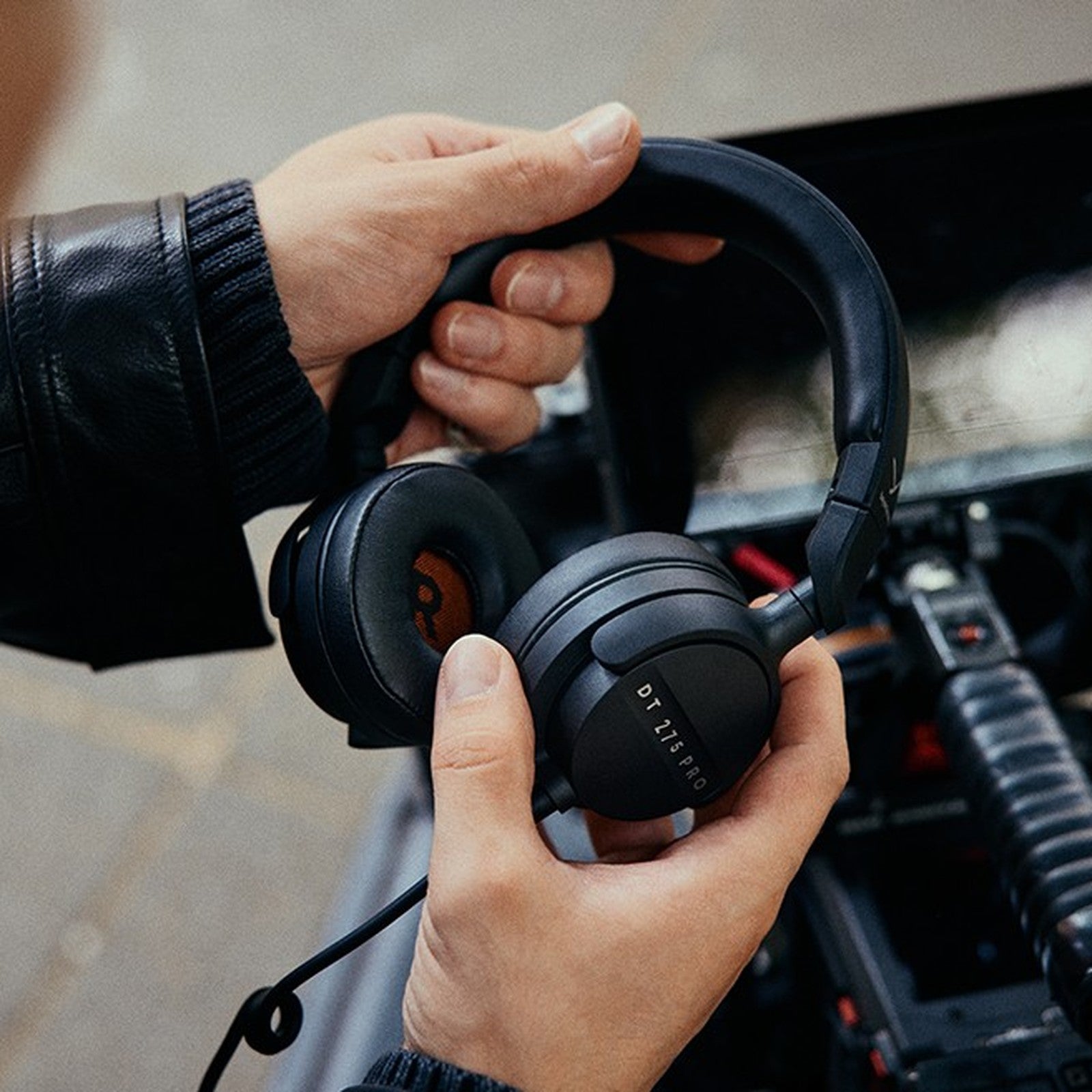 Beyerdynamic DT 275 PRO held in hand showing the detachable cable