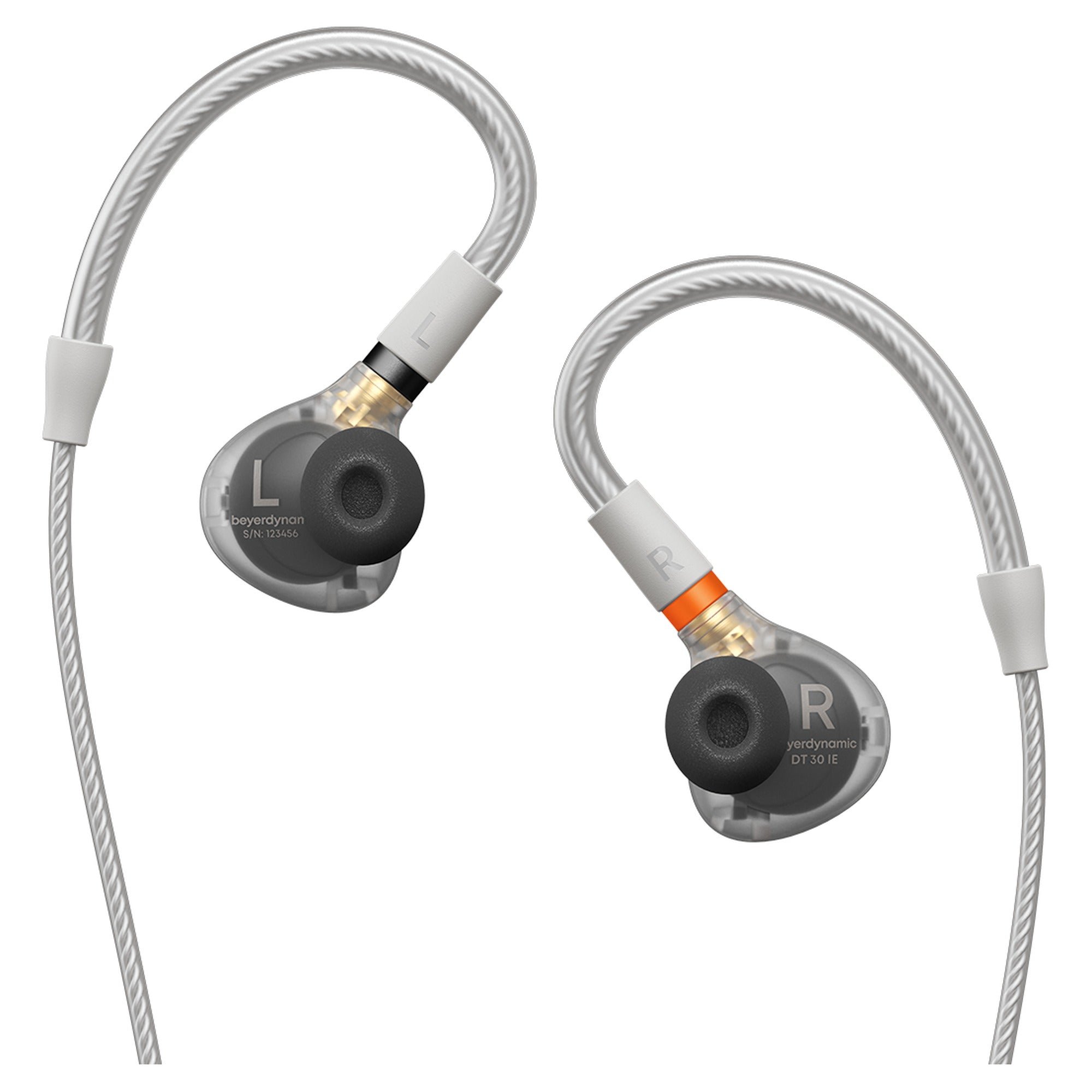 Beyerdynamic DT 30 IE, inside view of the earpieces and cable
