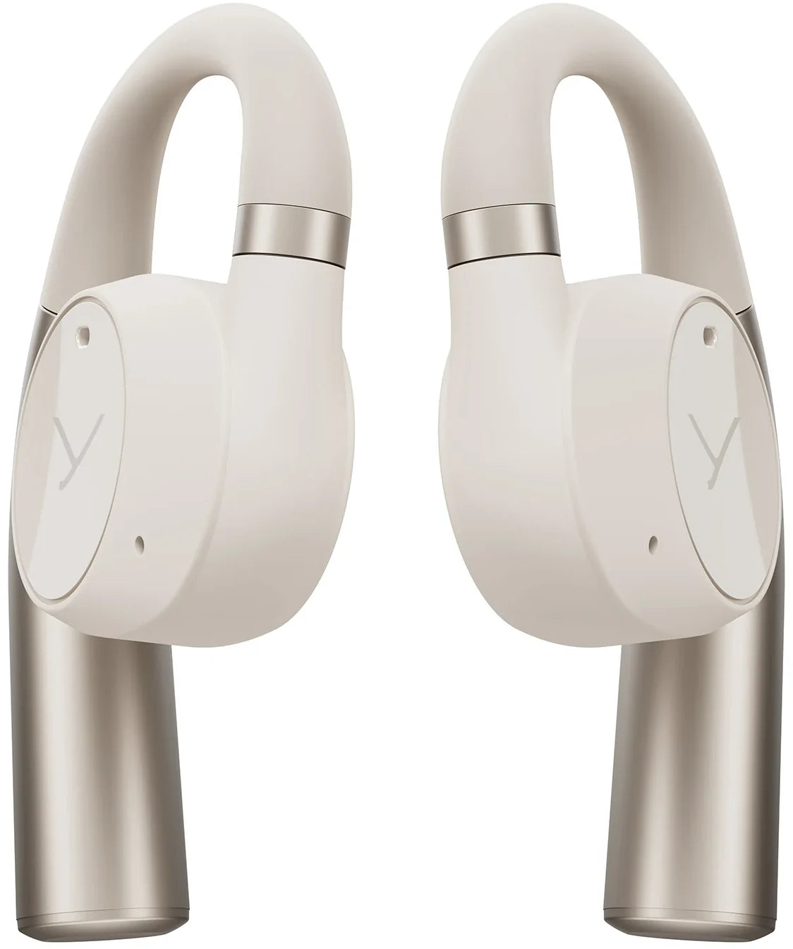 Beyerdynamic Verio 200 wireless in-ear headphones in cream color with ear tips and compact design.