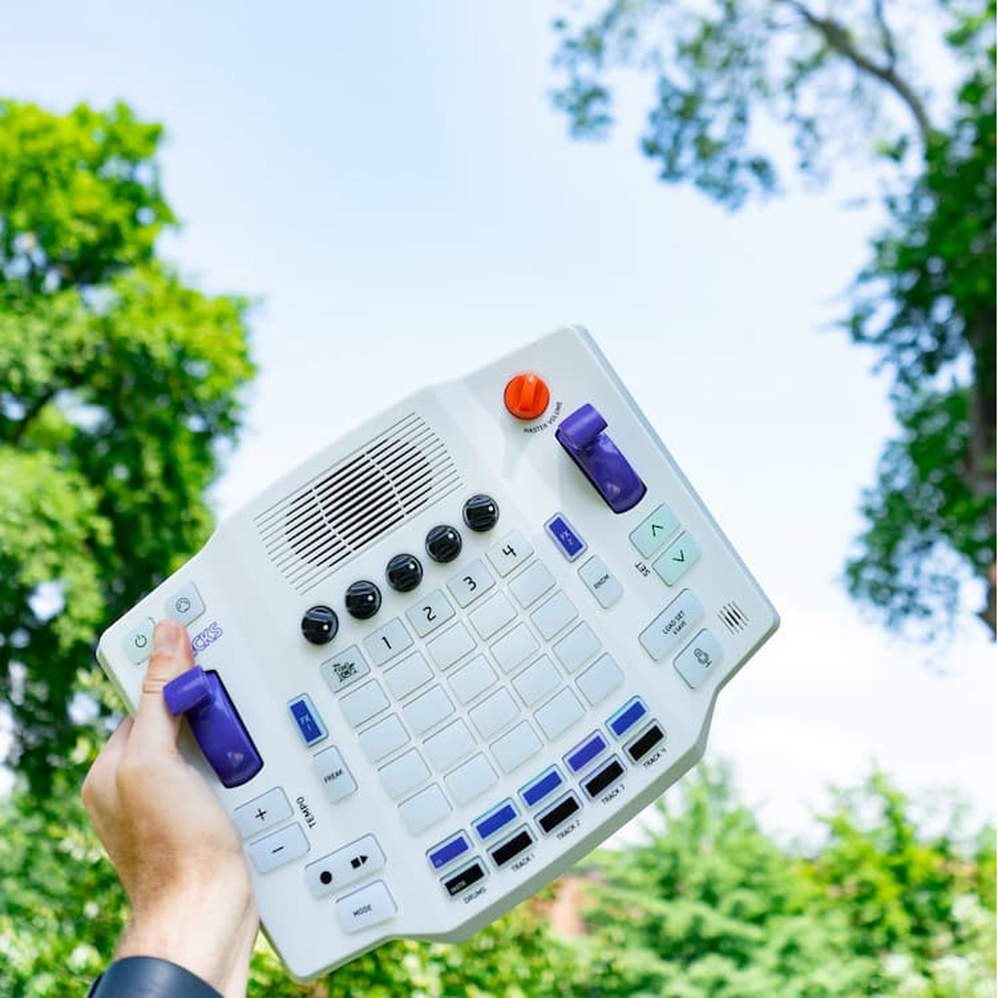 Blipblox myTracks held outdoors