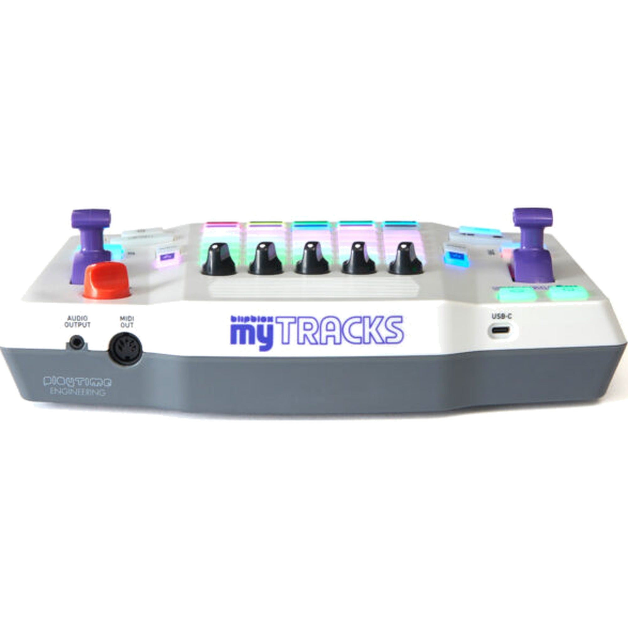 Blipblox myTracks front ports with audio out, MIDI and USB-C