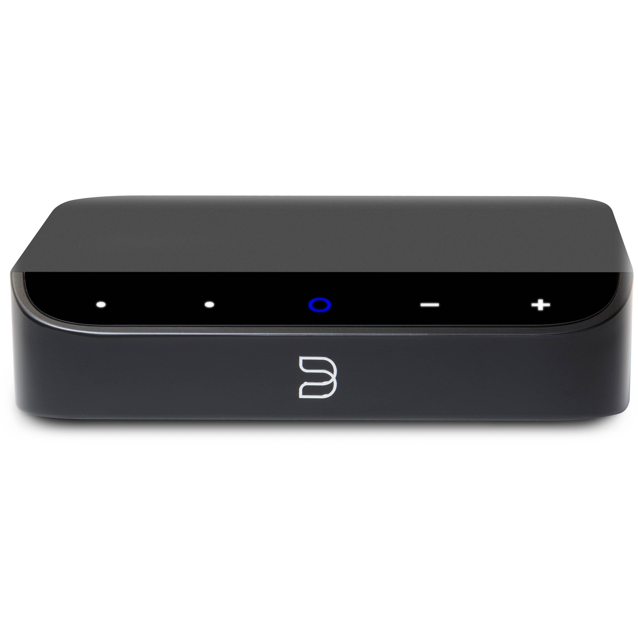 Bluesound Node Nano music streamer, angled view in black