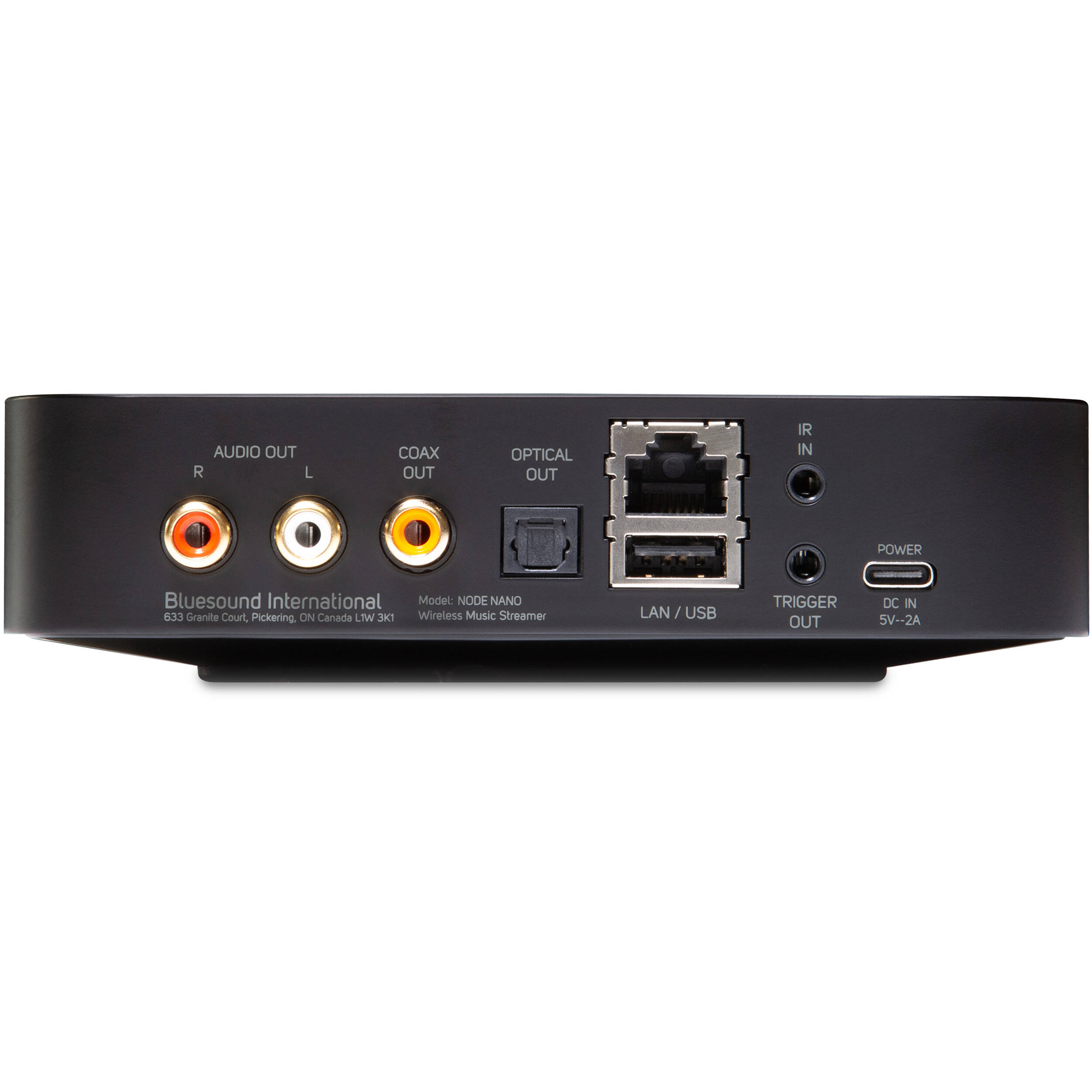 Bluesound Node Nano music streamer, rear connectors