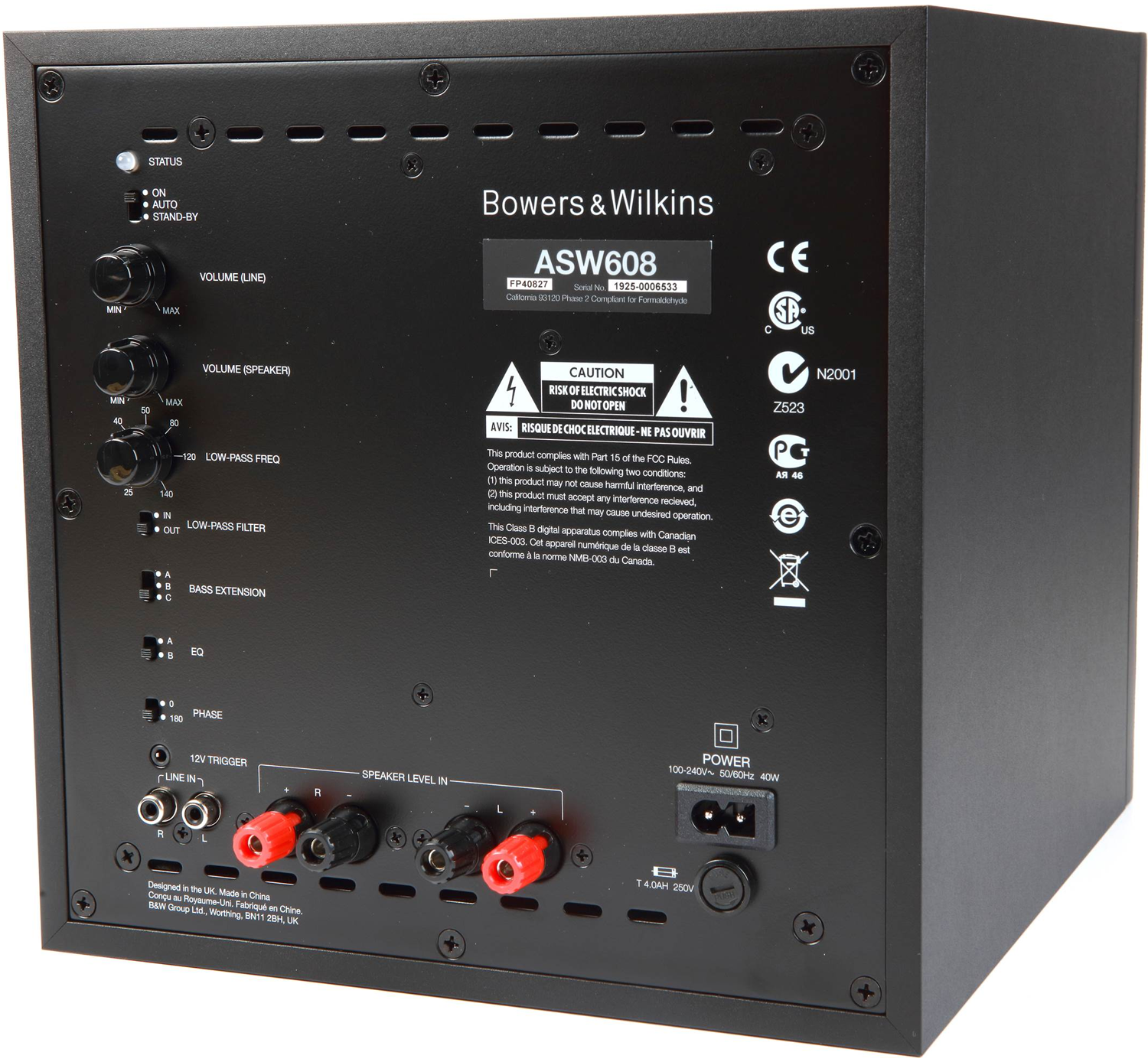Bowers & Wilkins ASW608 subwoofer, driver detail