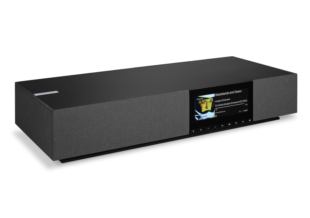 Cambridge Audio Evo One wireless speaker, matte black, angled view
