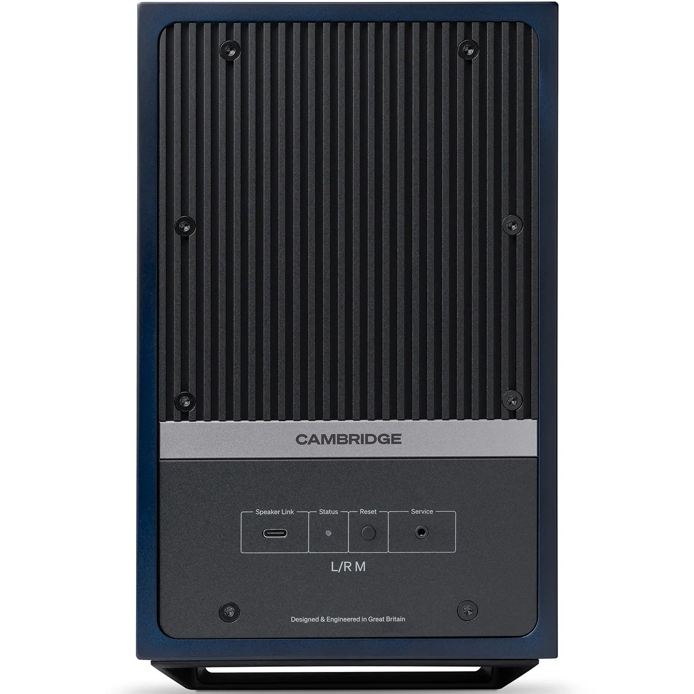 Cambridge Audio L/R M active bookshelf speakers, blue, front view