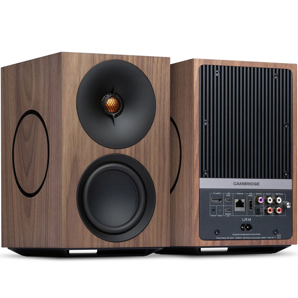 Cambridge Audio L/R M active bookshelf speakers, front view