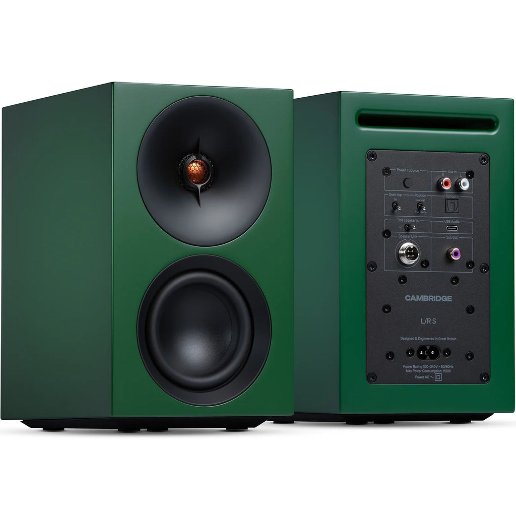 Cambridge Audio L/R S active bookshelf speakers, green