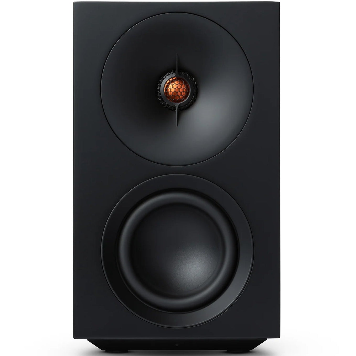 Cambridge Audio L/R S active bookshelf speakers, black, front view