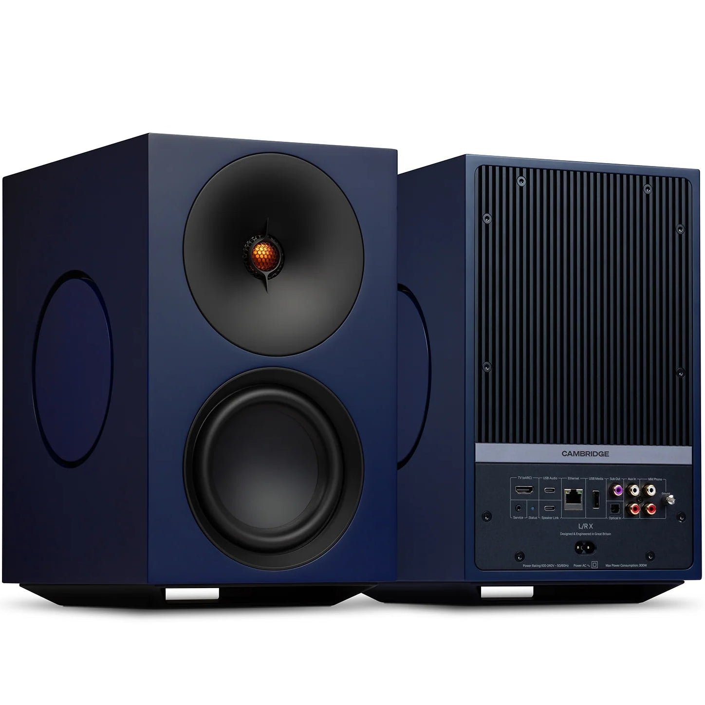 Cambridge Audio L/R X active bookshelf speakers, blue