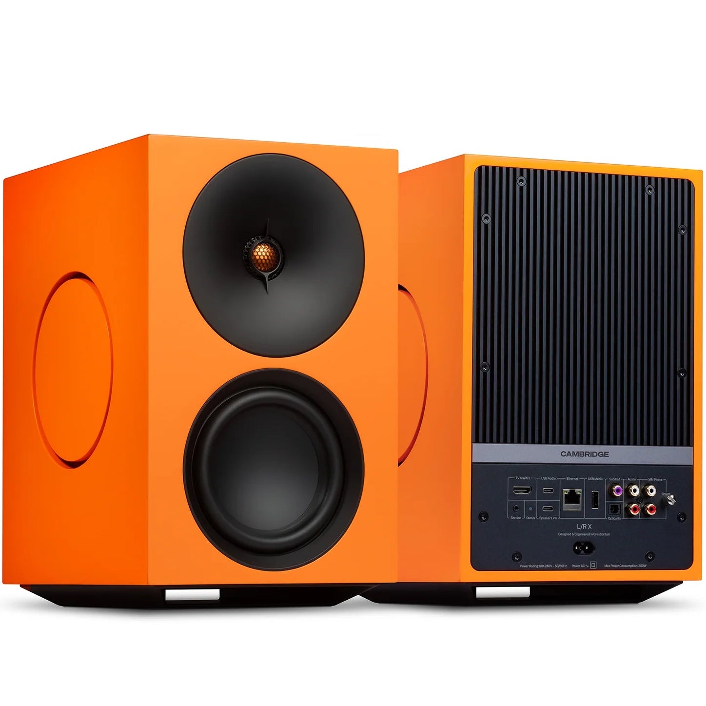 Cambridge Audio L/R X active bookshelf speakers, orange
