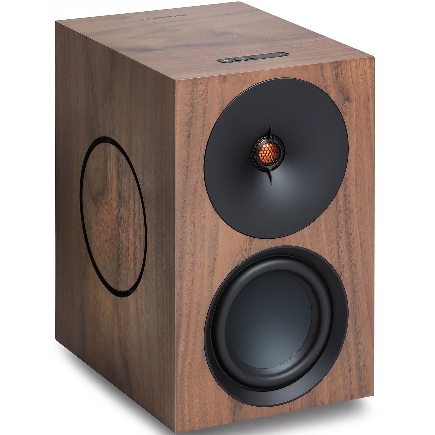 Cambridge Audio L/R X active bookshelf speakers, front view