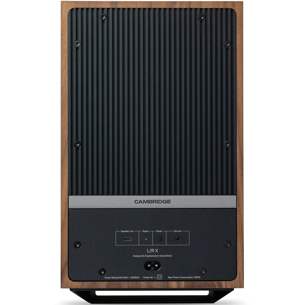 Cambridge Audio L/R X active bookshelf speakers, front view