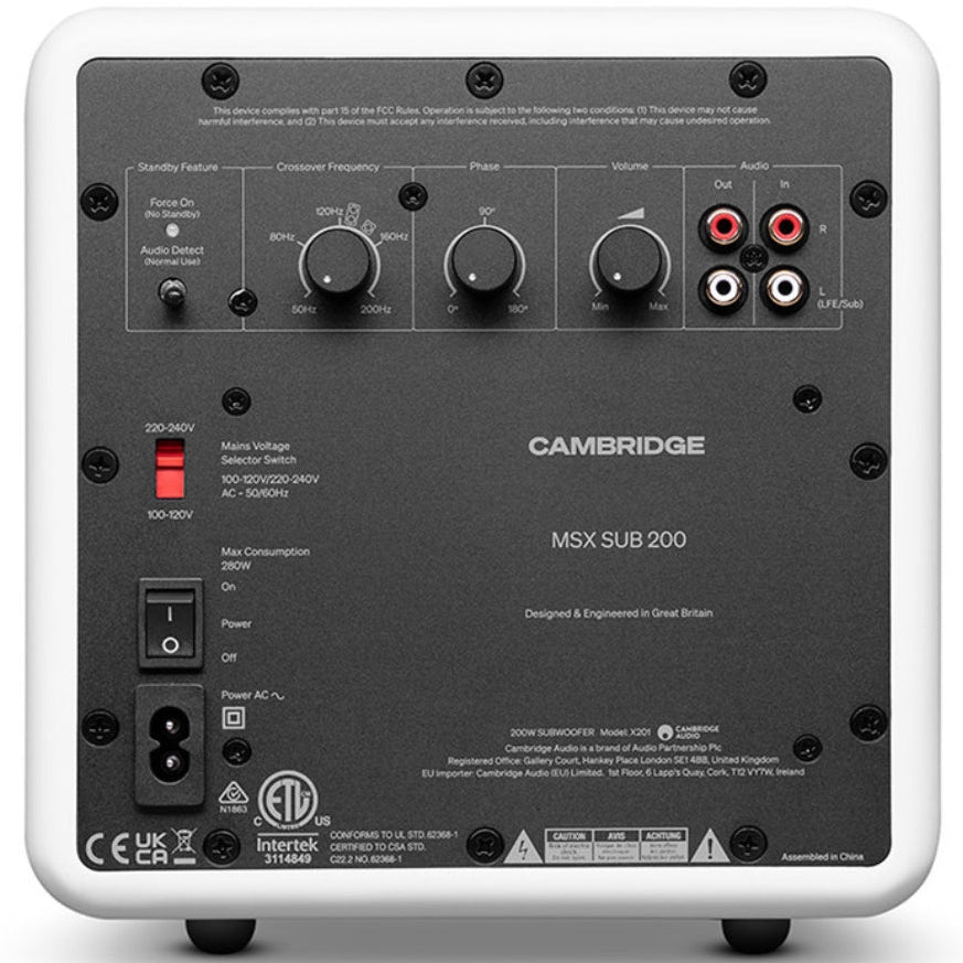 Cambridge Audio MSX Sub 200 active subwoofer, black, front view