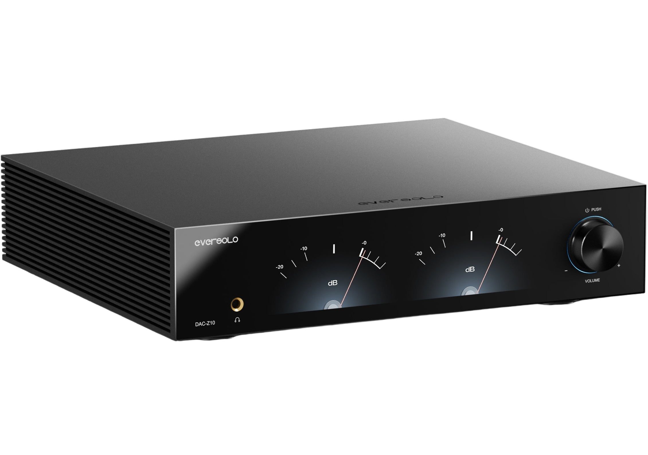 Eversolo DAC-Z10 headphone amplifier and DAC with sleek black design and multiple connection ports for high-quality audio.
