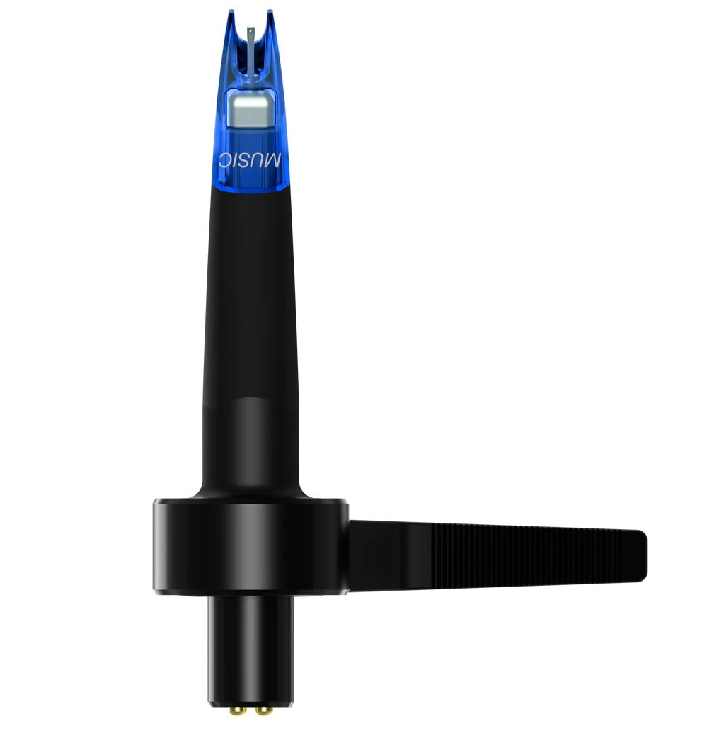 Ortofon Concorde Music Blue turntable cartridge with a sleek blue body, designed for high-quality vinyl playback.