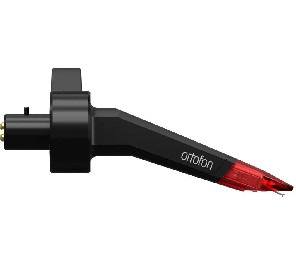 Ortofon Concorde Music Red turntable cartridge with red stylus and sleek black body, designed for high-quality vinyl playback.