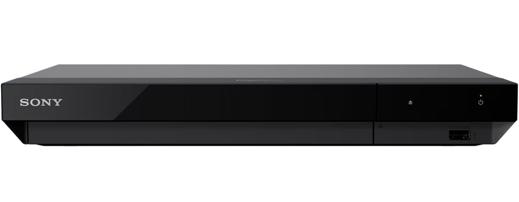 Sony UBP-X700 CD player with front-loading disc tray and digital display, black sleek design for high-quality audio playback.
