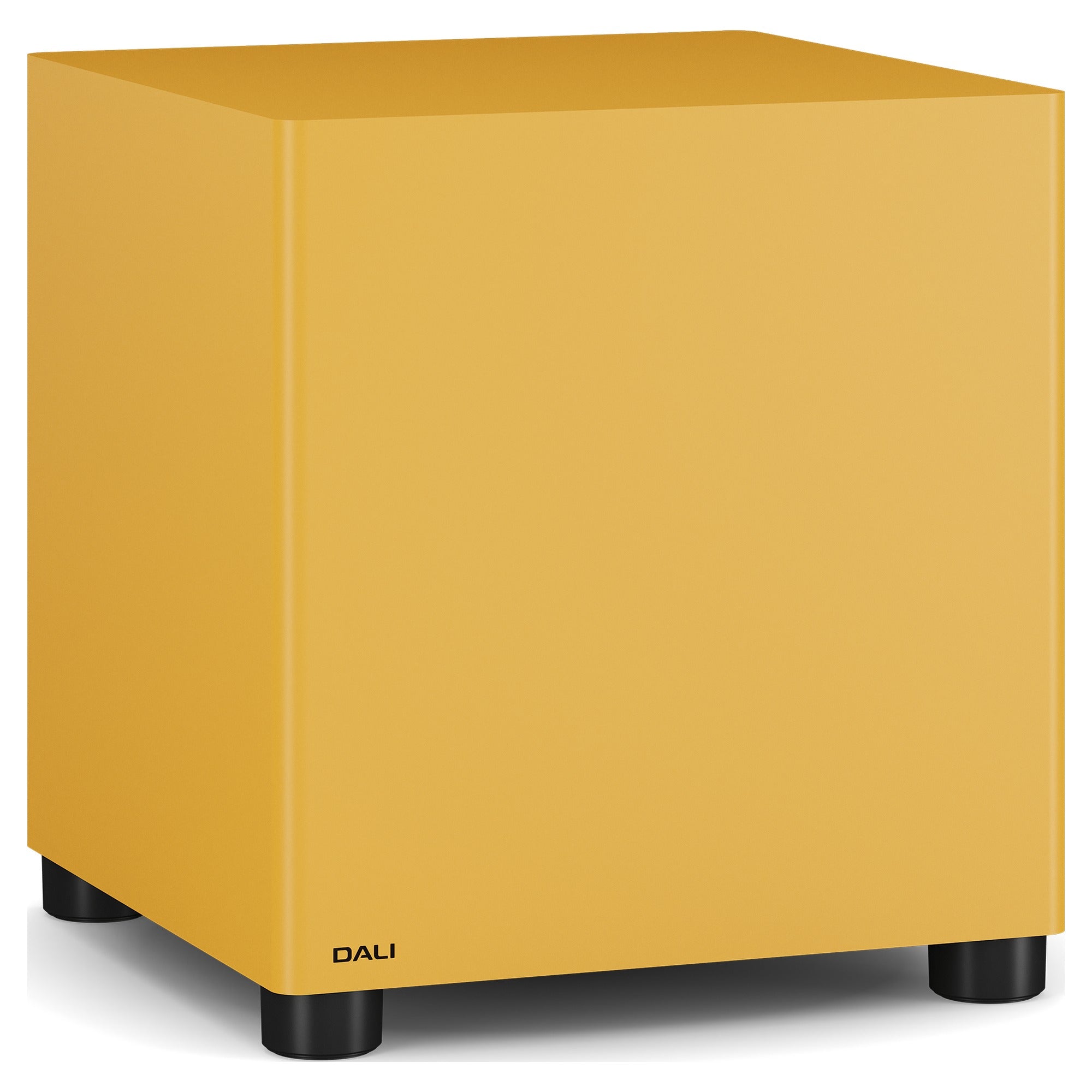 Dali Basik Sub subwoofer in Golden Yellow, three-quarter view