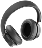 DALI Dali iO-8 wireless headphones in iron black with cushioned ear cups and adjustable headband, shown from side angle.