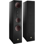 DALI Opticon 8 MK2 passive floorstanding speakers with sleek black finish and modern design, showcasing high-quality audio speakers.
