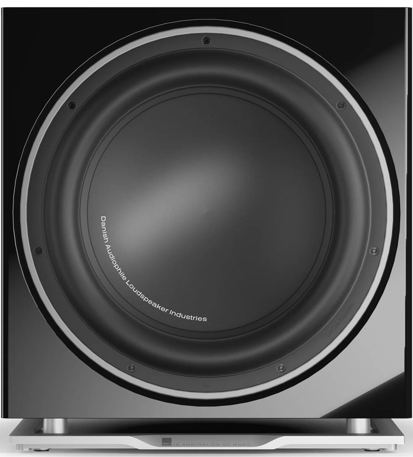 DALI Sub K-14 F black satin subwoofer with sleek design and sturdy enclosure, showcasing its powerful bass performance.
