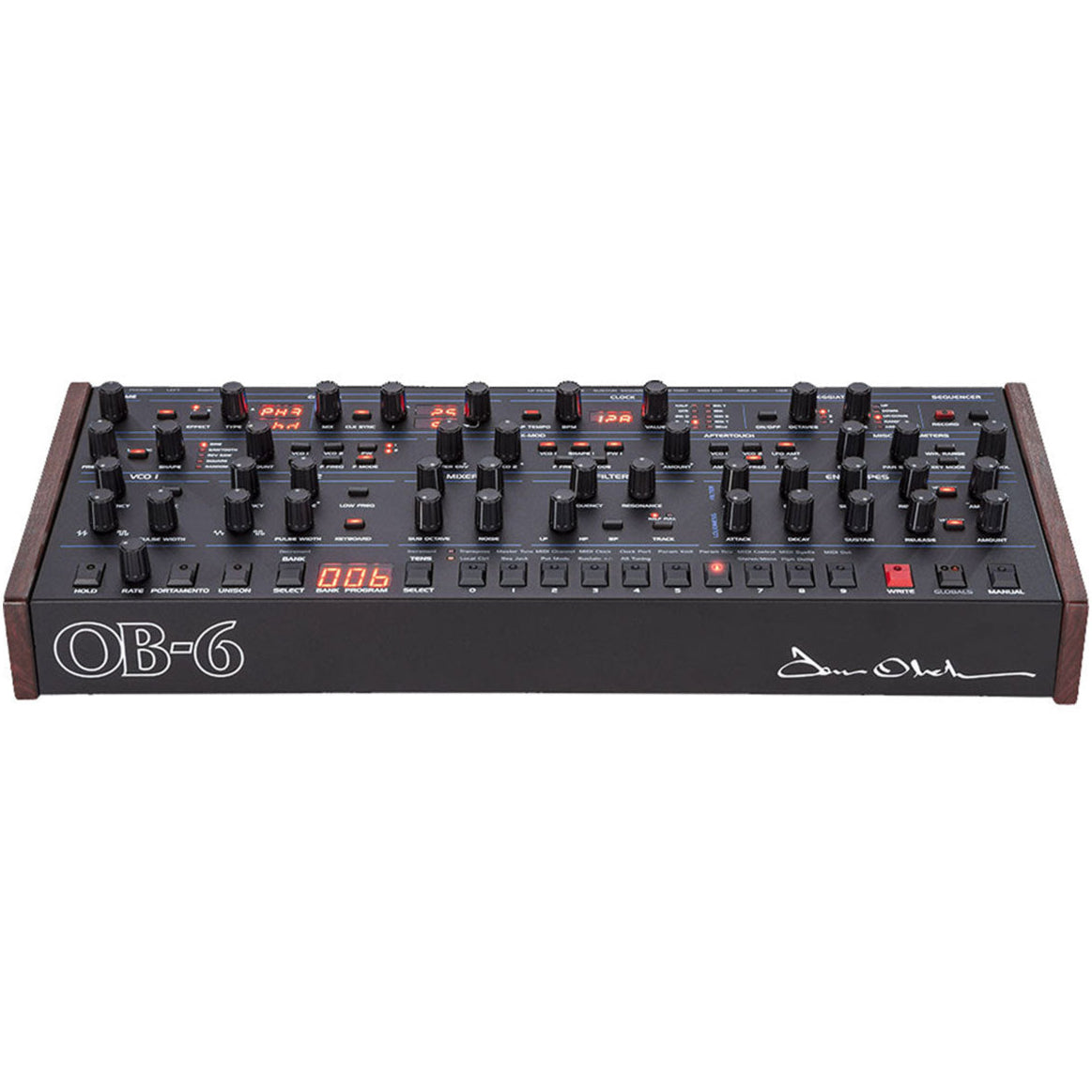 Sequential OB-6 Desktop synthesizer module by Dave Smith Instruments, featuring knobs and input/output ports.