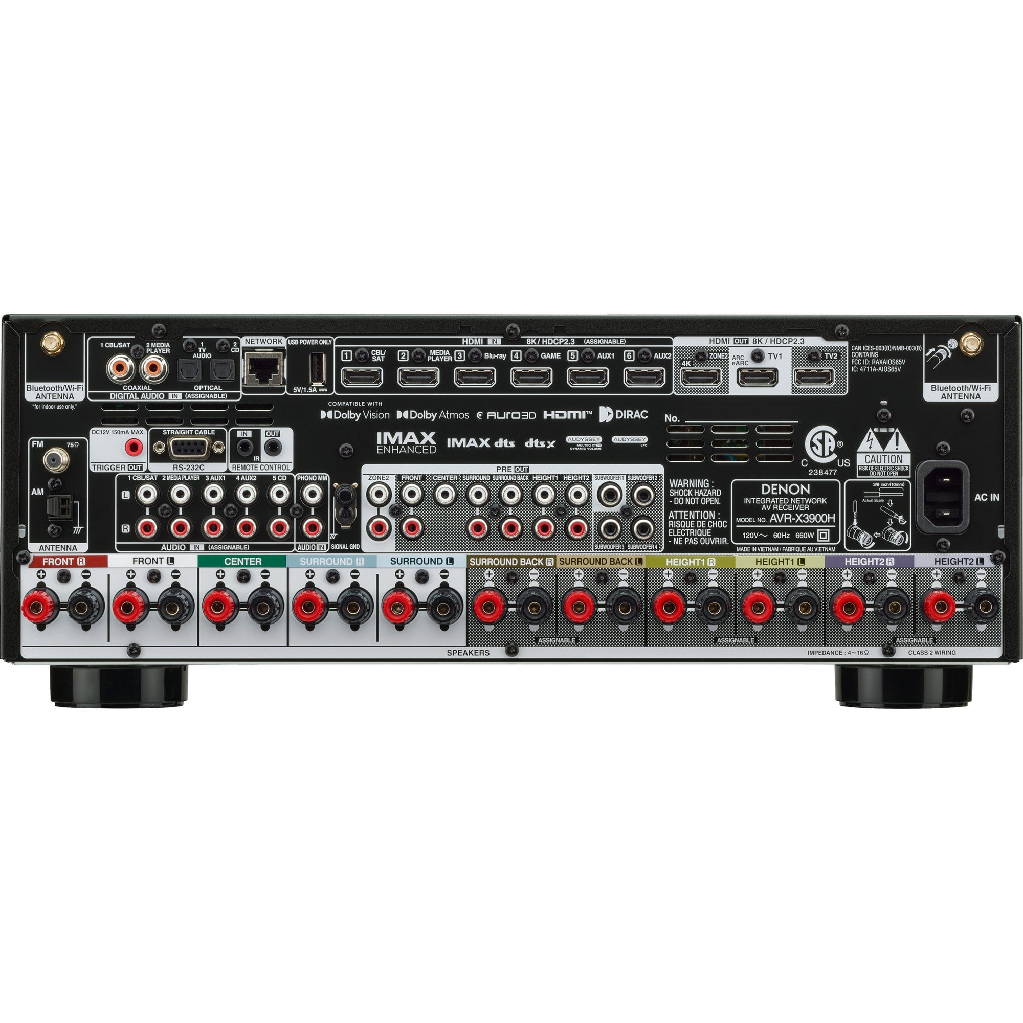 Denon AVC-X3900H stereo amplifiers, front