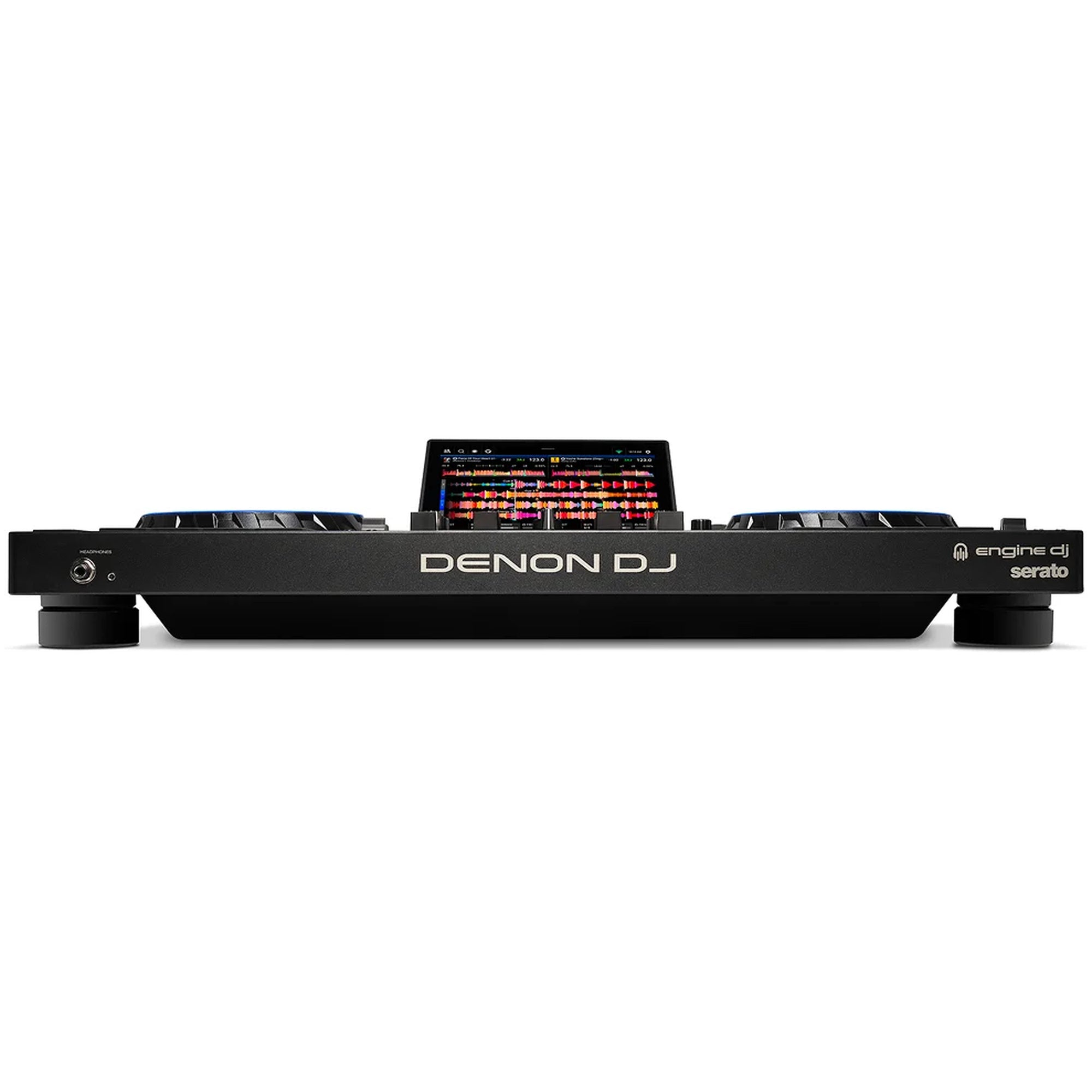 Denon DJ Prime 4 G2, front view with the touchscreen raised