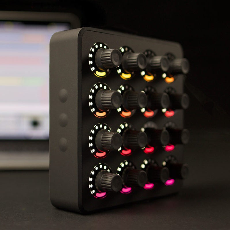 DJ TechTools MIDI Fighter Twister MIDI controller, black angled view