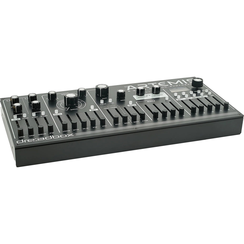 Dreadbox Artemis synthesizers, retail packaging