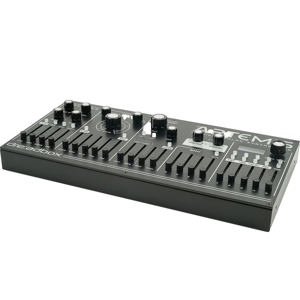 Dreadbox Artemis synthesizers, retail packaging