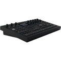 Elektron Analog Four MK2 synthesizer in black with control knobs, buttons, and display screen for versatile sound creation.