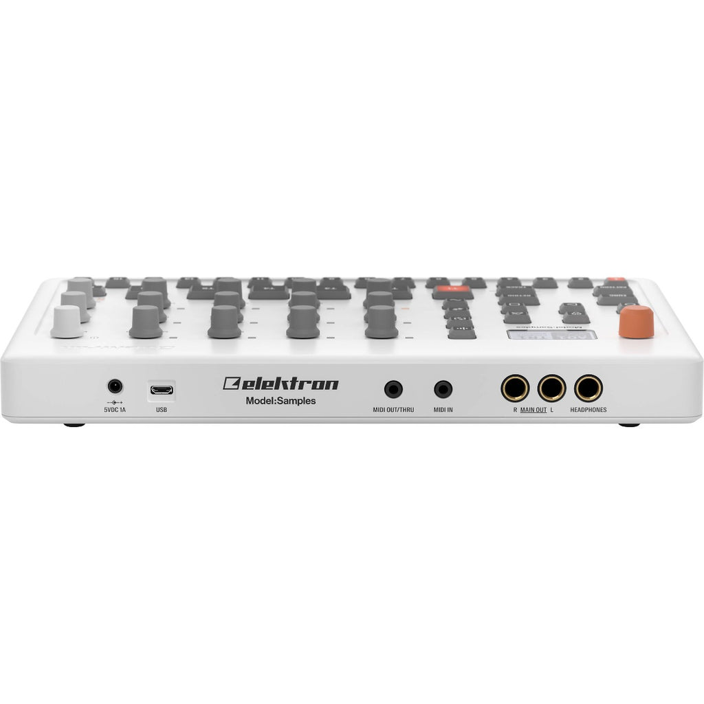 Elektron Model:Samples drum machine and sampler device with physical controls and display, used for music production and sampling.