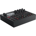 Elektron Syntakt drum machine and sampler with colorful interface and multiple knobs, showcasing its compact, professional music production design.