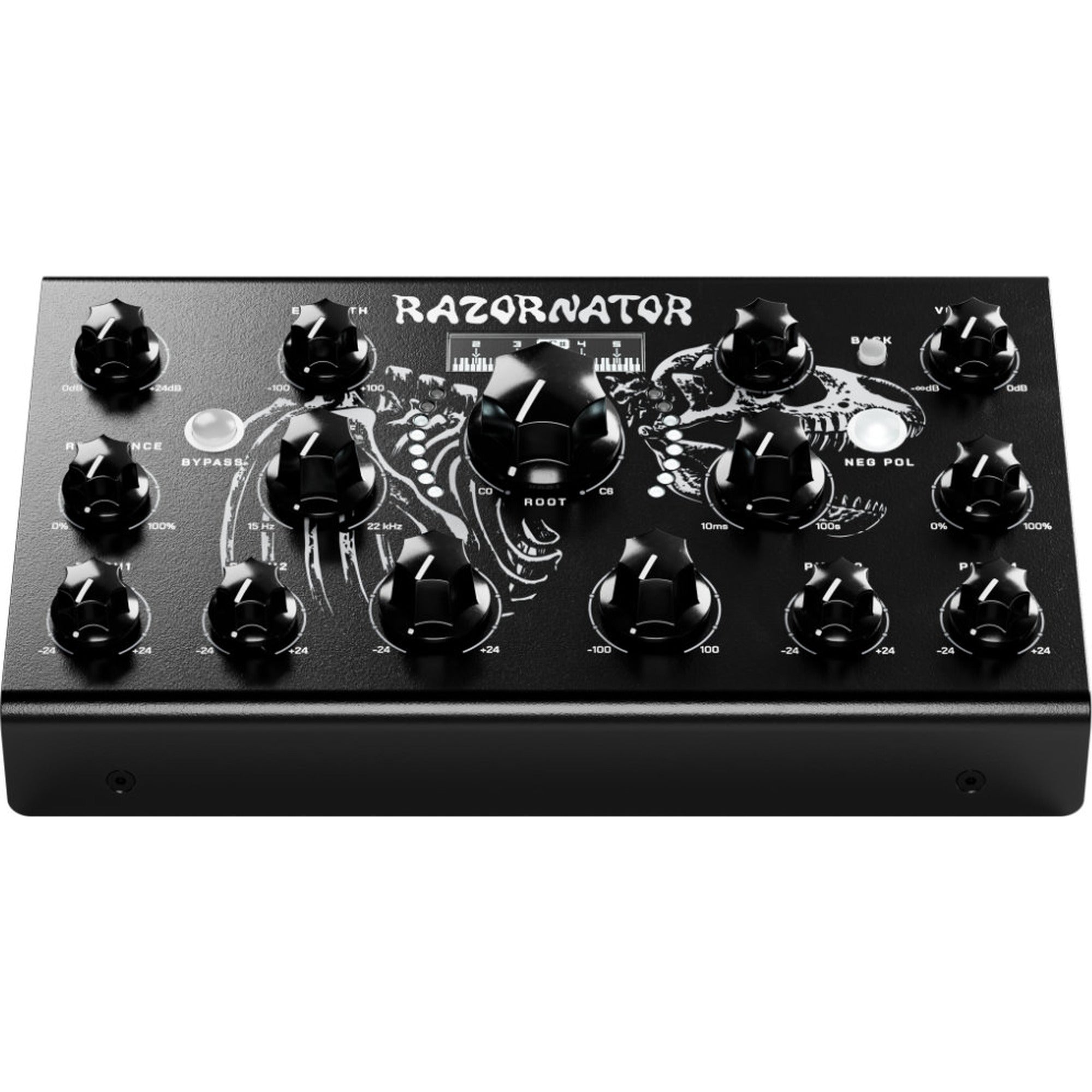 Erica Synths Razornator stereo resonator effects unit, front three-quarter view