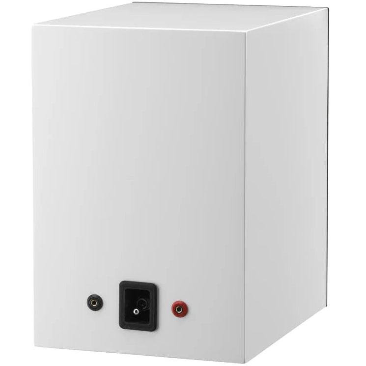 Epos ES-7N passive bookshelf speakers with white semi-matte finish and rear ISO damping, designed for high-quality audio.