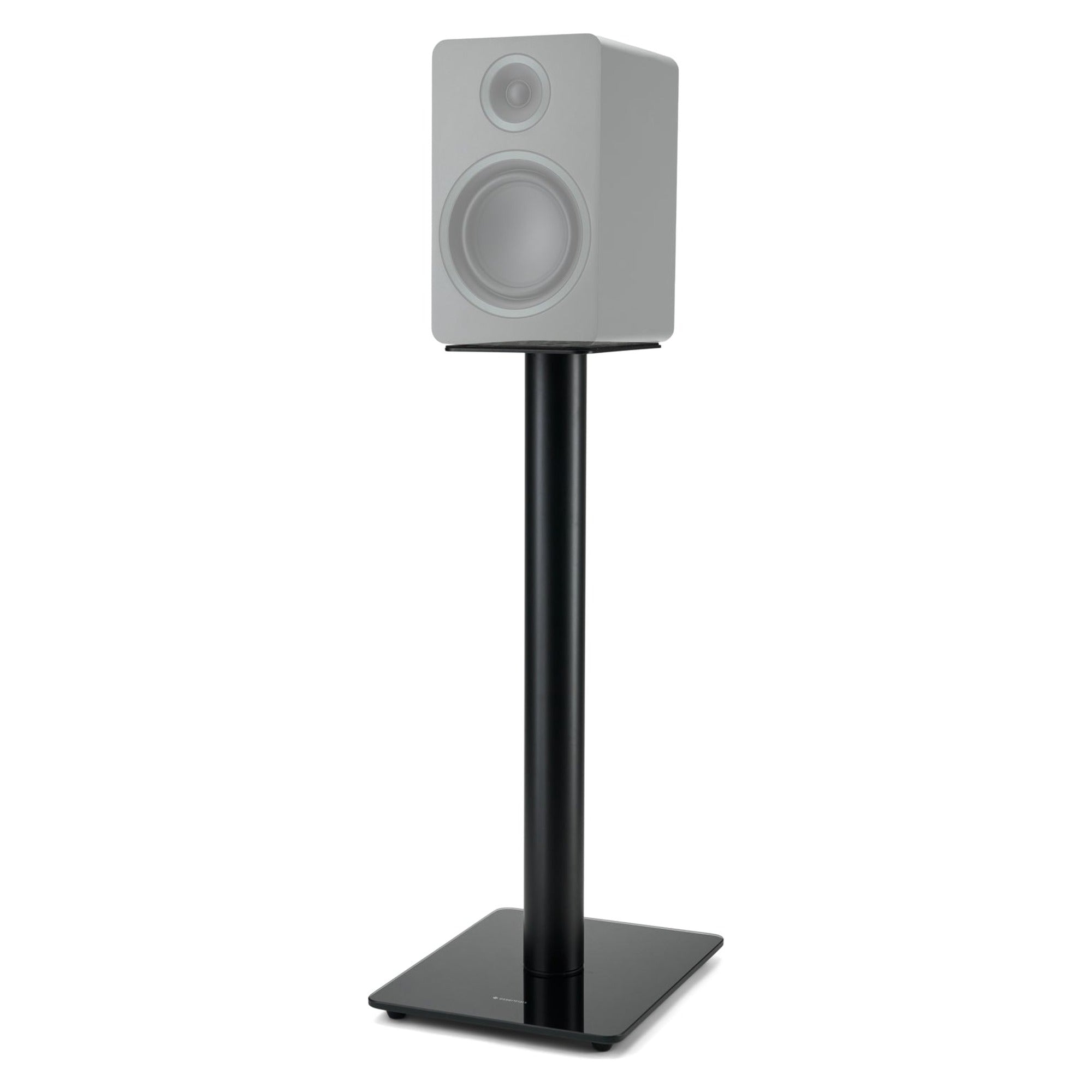 Essentials Monno 60 stand holding a compact bookshelf speaker