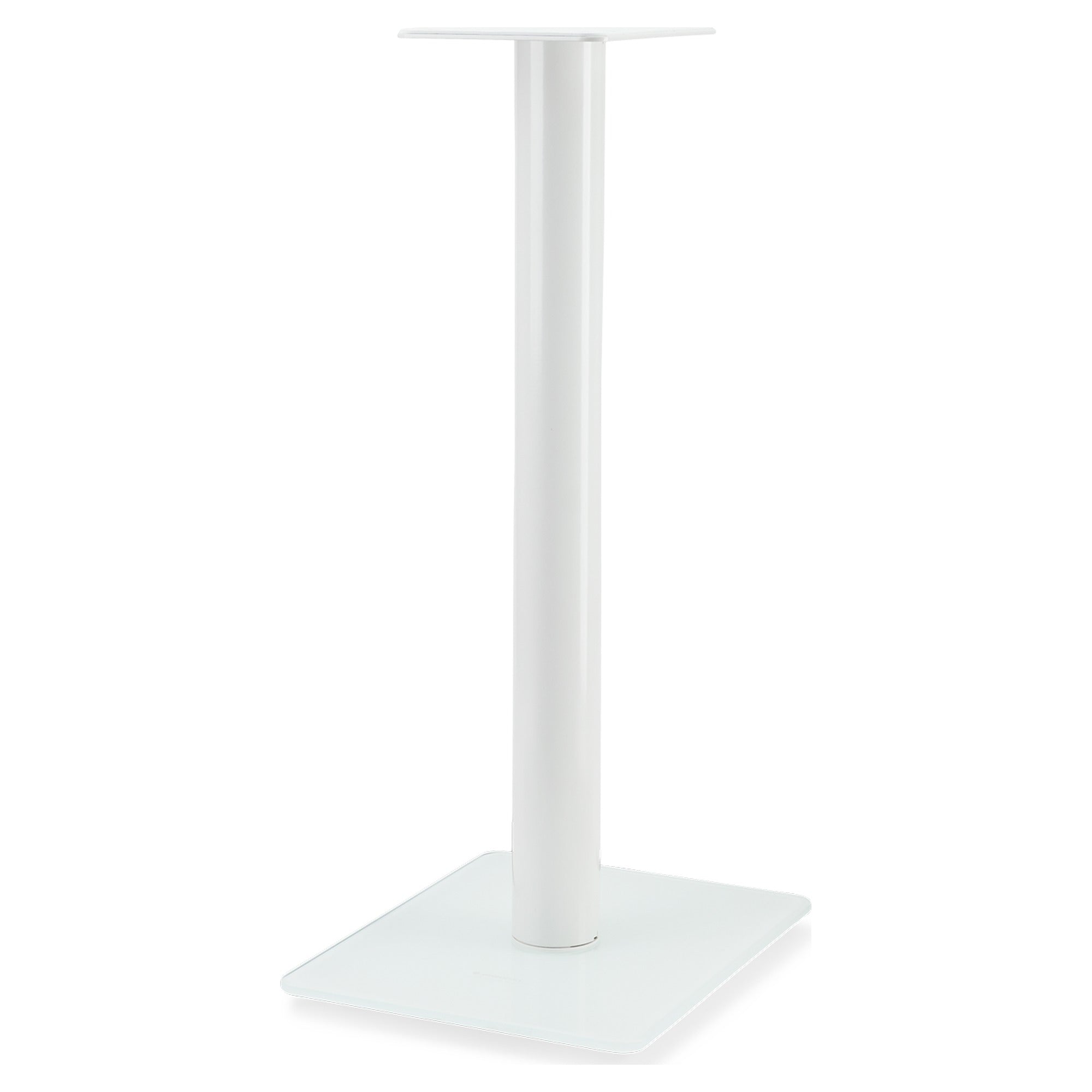 Essentials Monno 60 white floor speaker stand, full front view