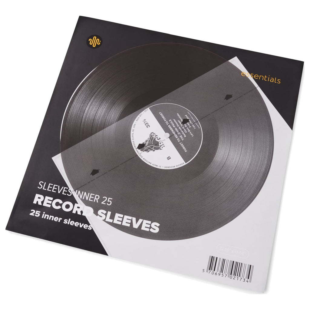 Essentials TT Sleeves Inner 25 retail packaging with vinyl record