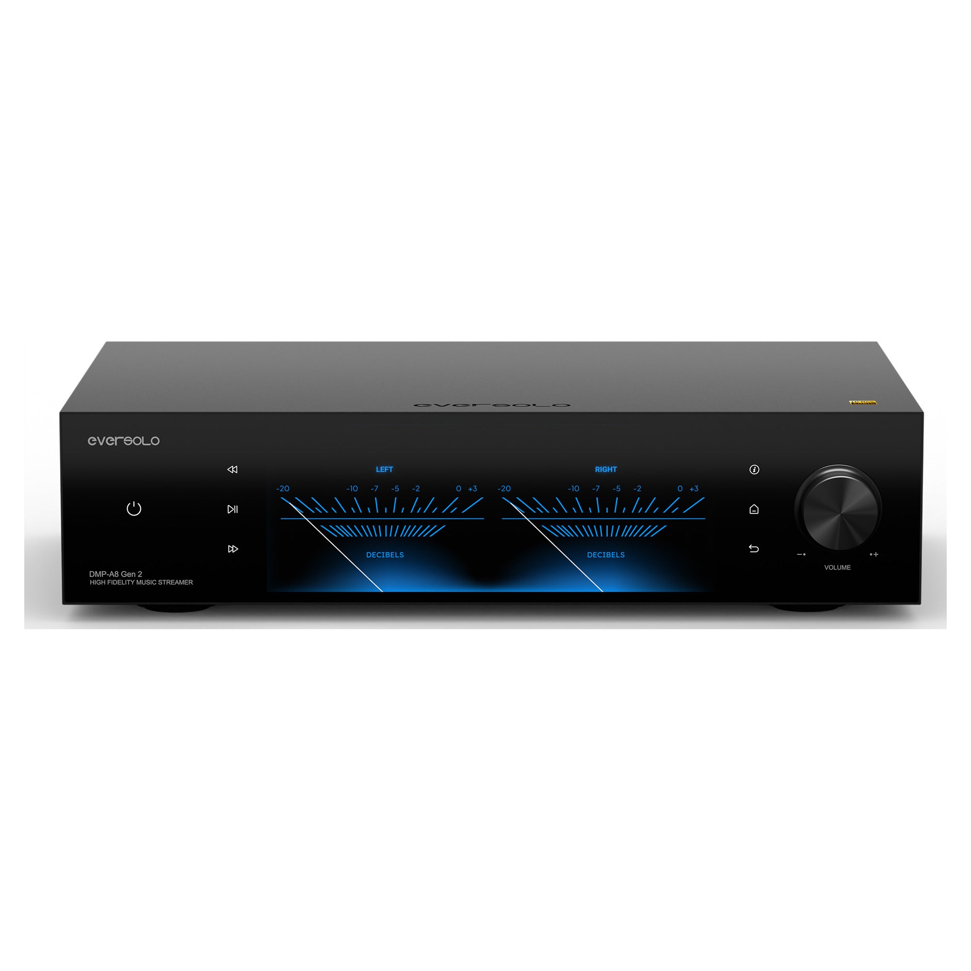 Eversolo DMP-A8 Gen 2 showing the VU meter display