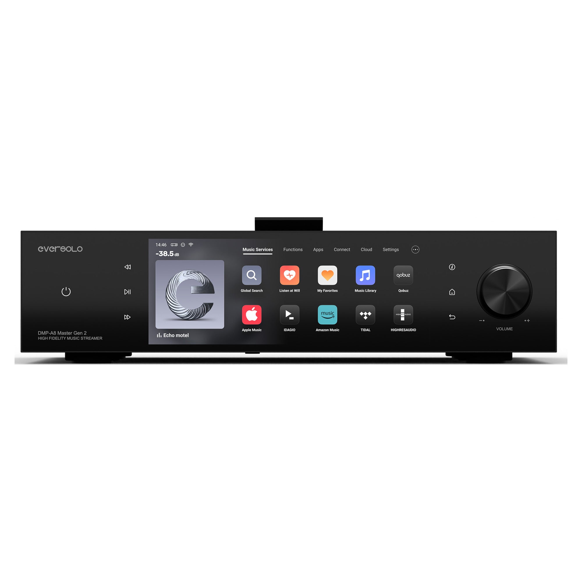 Eversolo DMP-A8 Master Edition Gen 2, front view with touchscreen